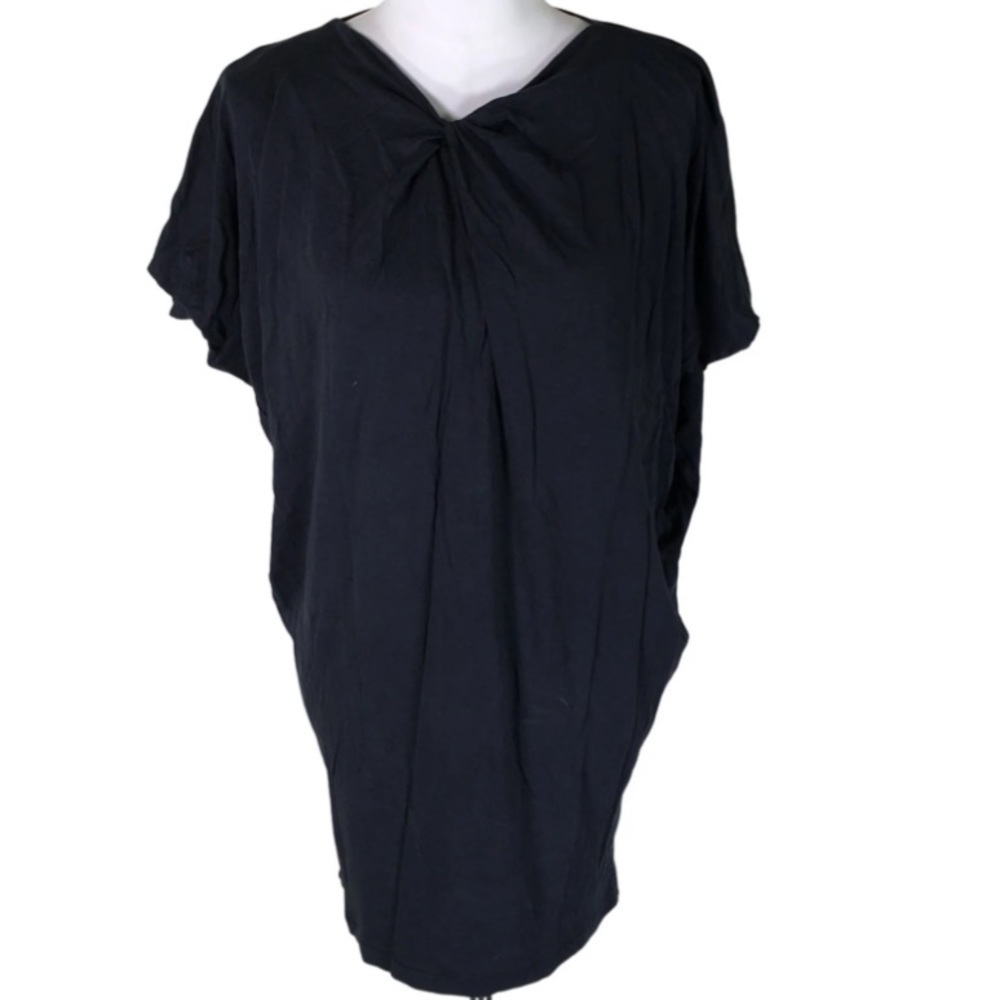 COS Black Twist Front Short Sleeve Cotton Blend Tunic Dress Size Small